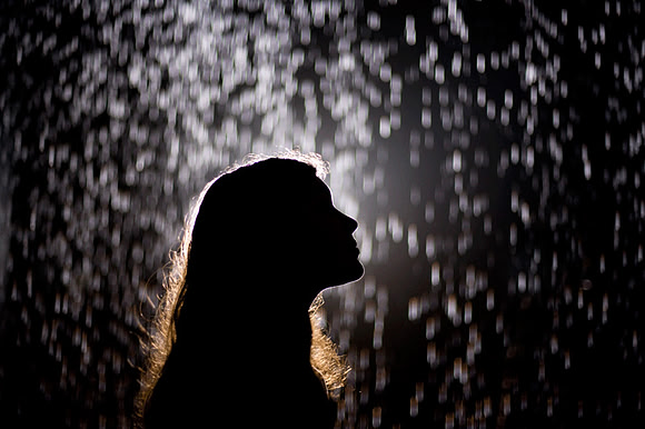 silhouette in the rain room