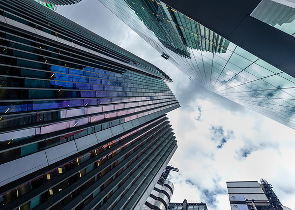 high rise poliser rainbow blue
